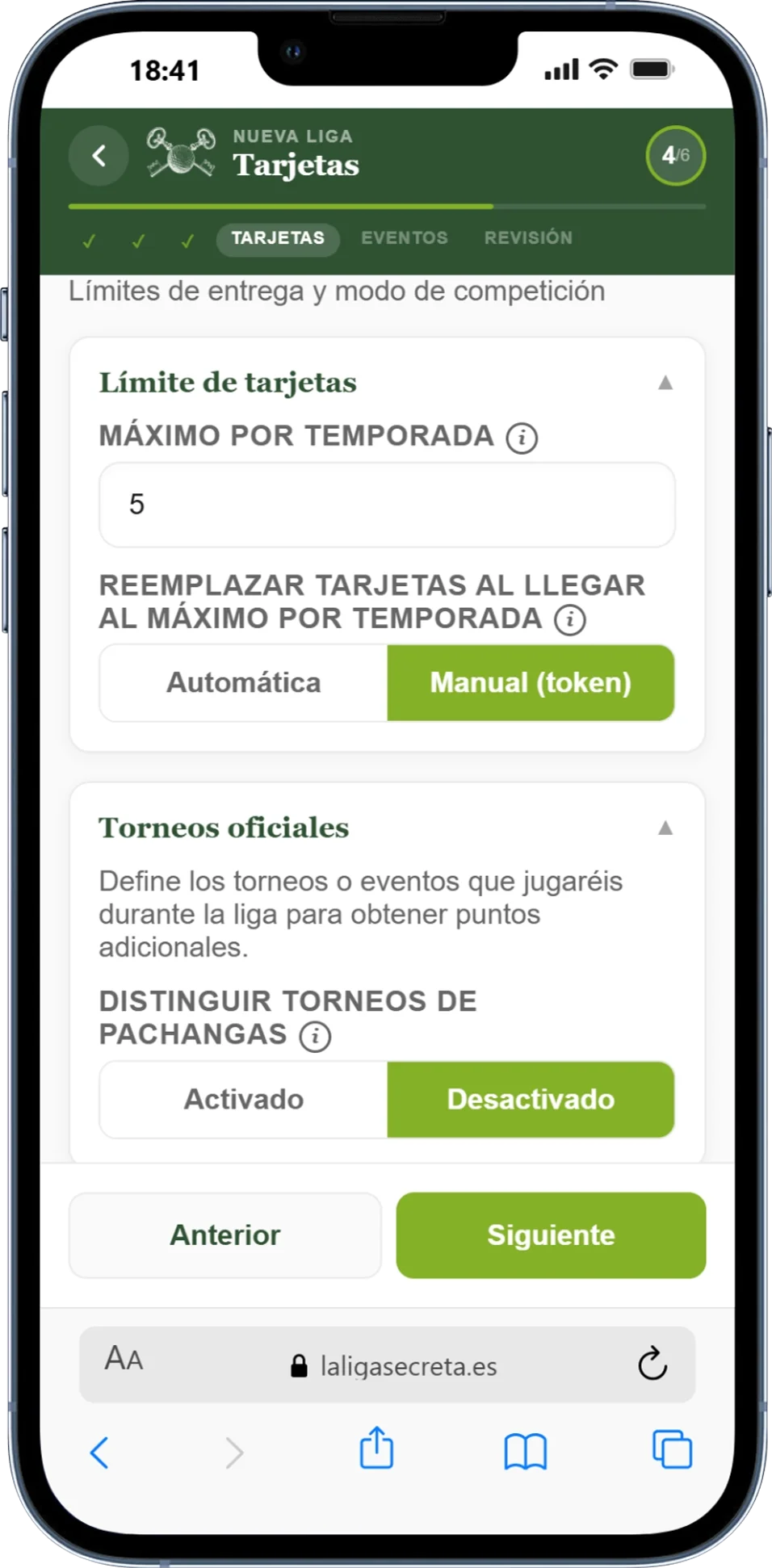 Configuración de tarjetas y recompra