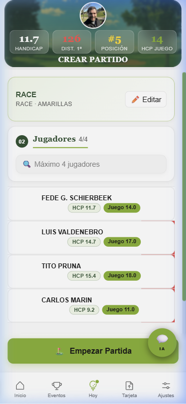 Configuración partida multijugador